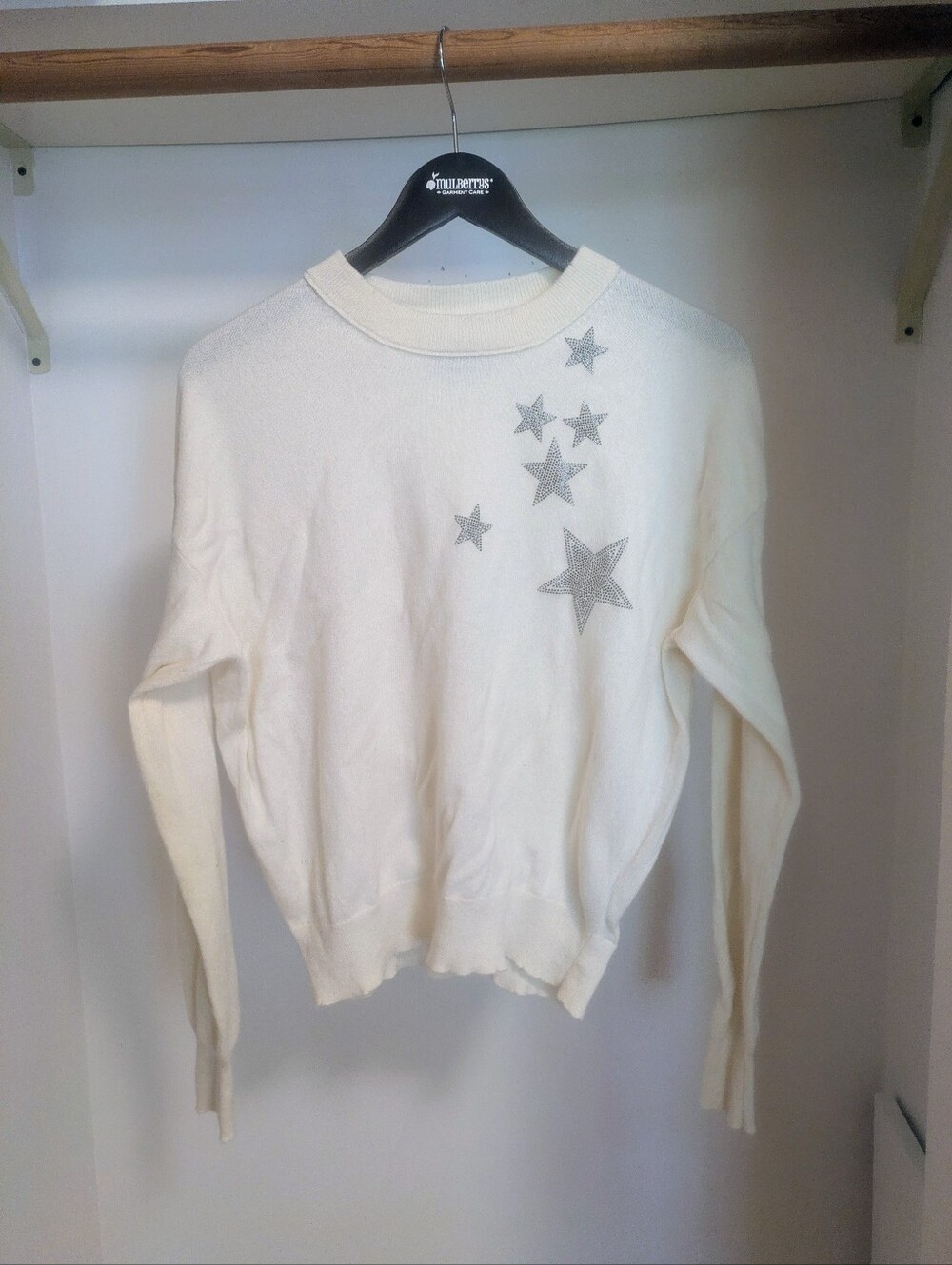 Zadig & Voltaire Gaby Strass Stars Woolen cashmere cream sweater size small